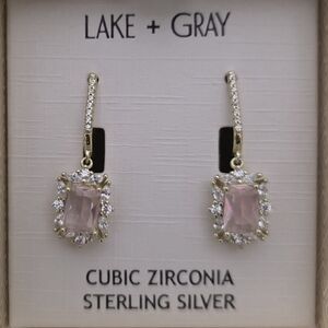 LAKE GRAY Cubiz Zirconia Sterling Silver Earrings, PINK